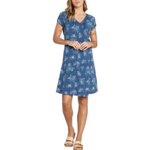 SHERPA Womens Padma Wrap Dress Neelo Blue Floral  soft athletic dress size small
